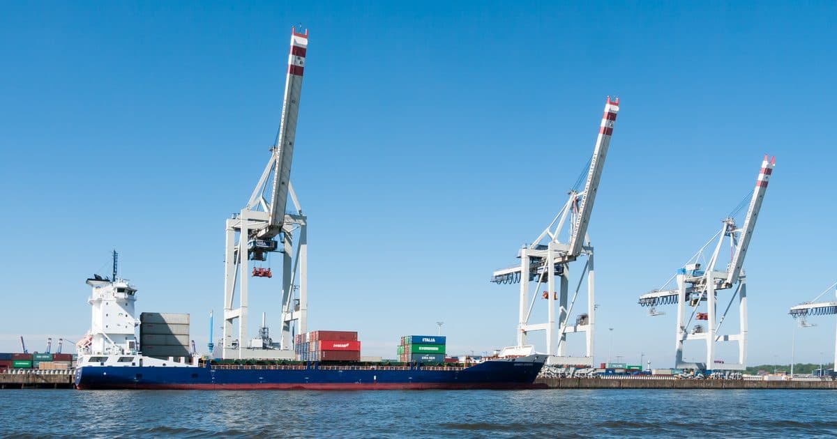Vessel and containers at the port