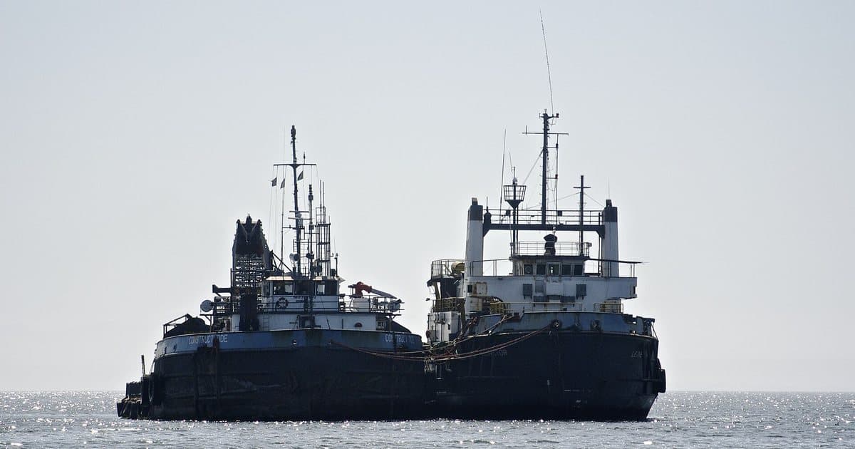 Ships waiting to unload at Walvis Bay, Namibia