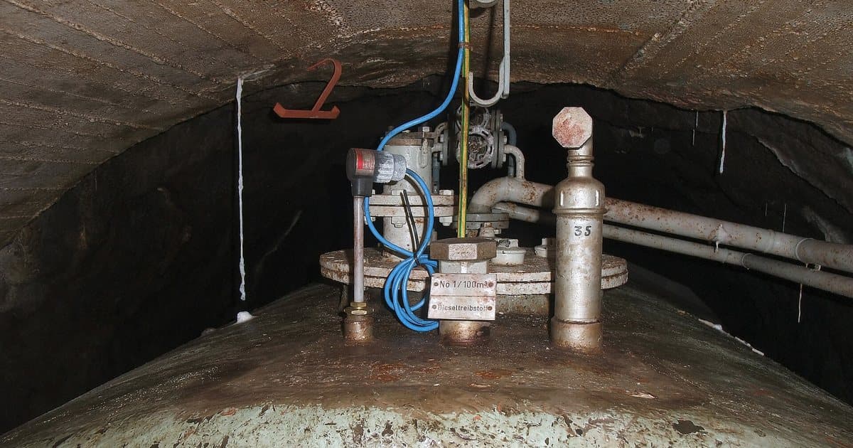 The top of a diesel storage tank and its fittings