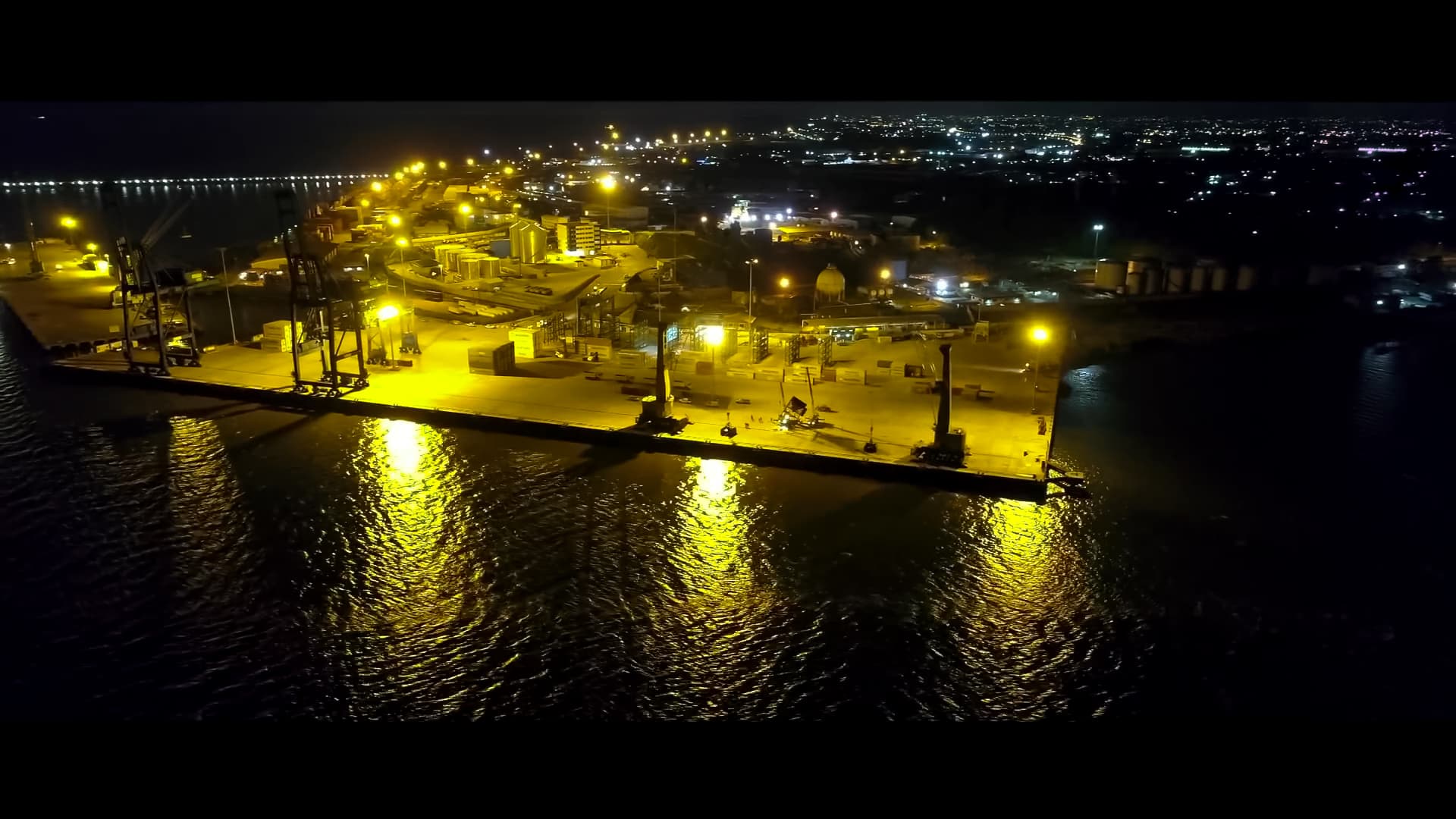 Owendo international port, south of Libreville, at night