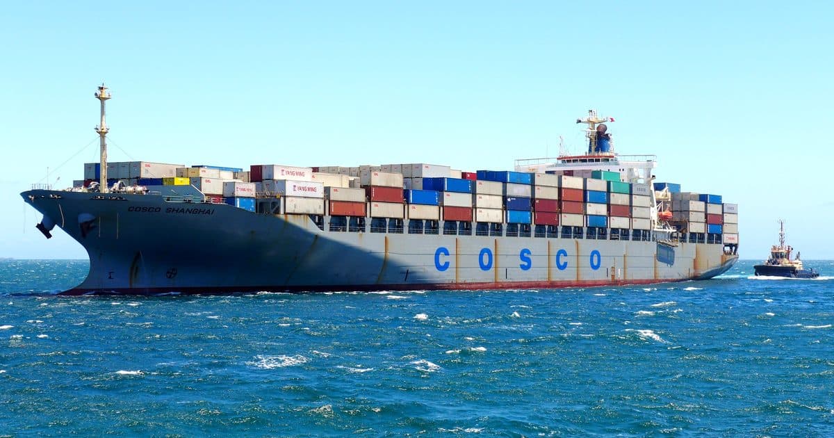 Container ship under way
