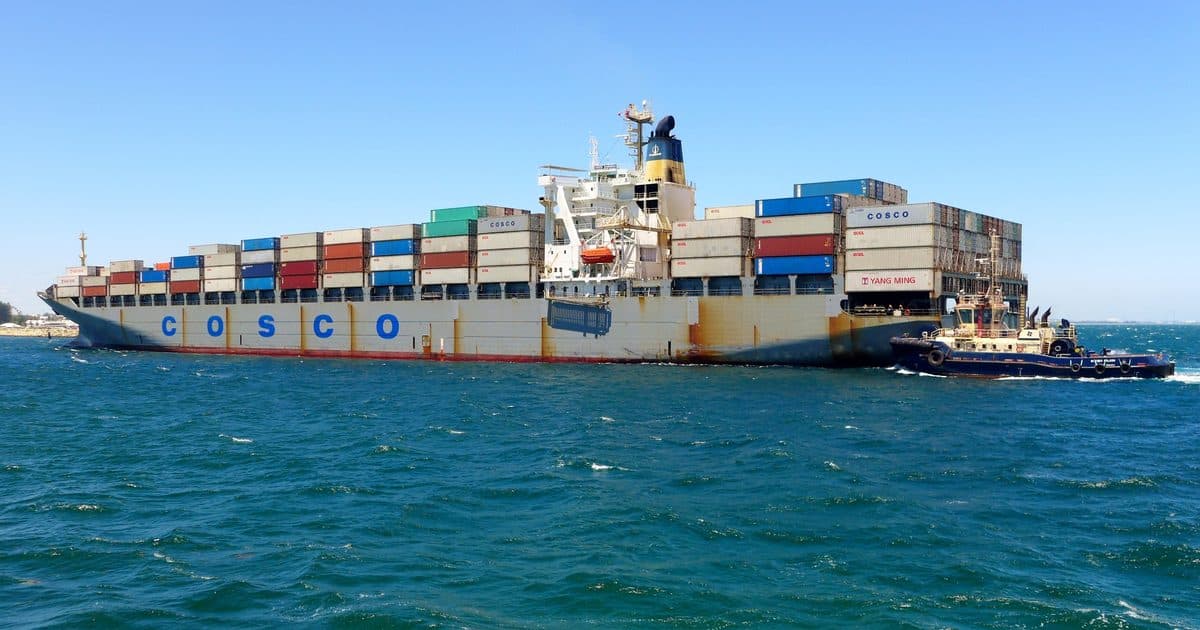 Container ship at sea