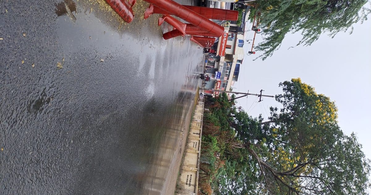 Flooded road during the rainy season