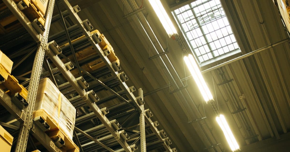 Warehouse aisle with racking
