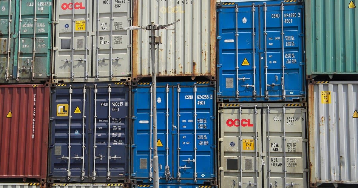 Containers stacked on the terminal at the port of Lomé