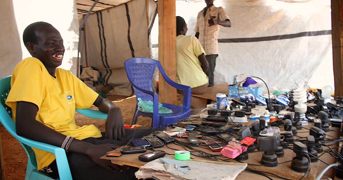 Mobile phones on a market stall