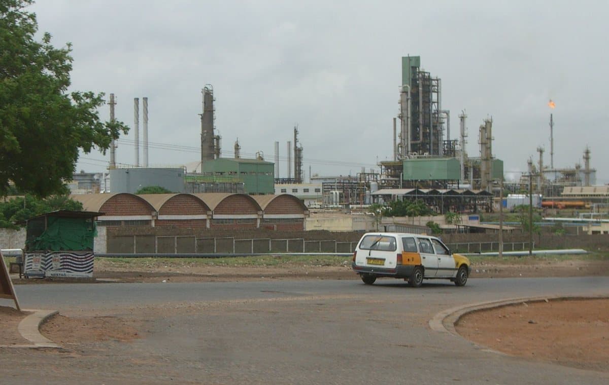 Les installations pétrolières et la centrale électrique de Tema, au Ghana