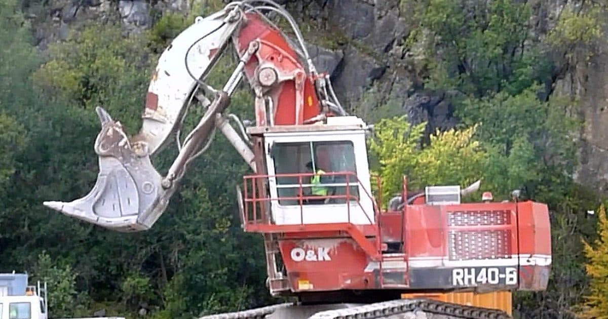 Mining shovel on a site