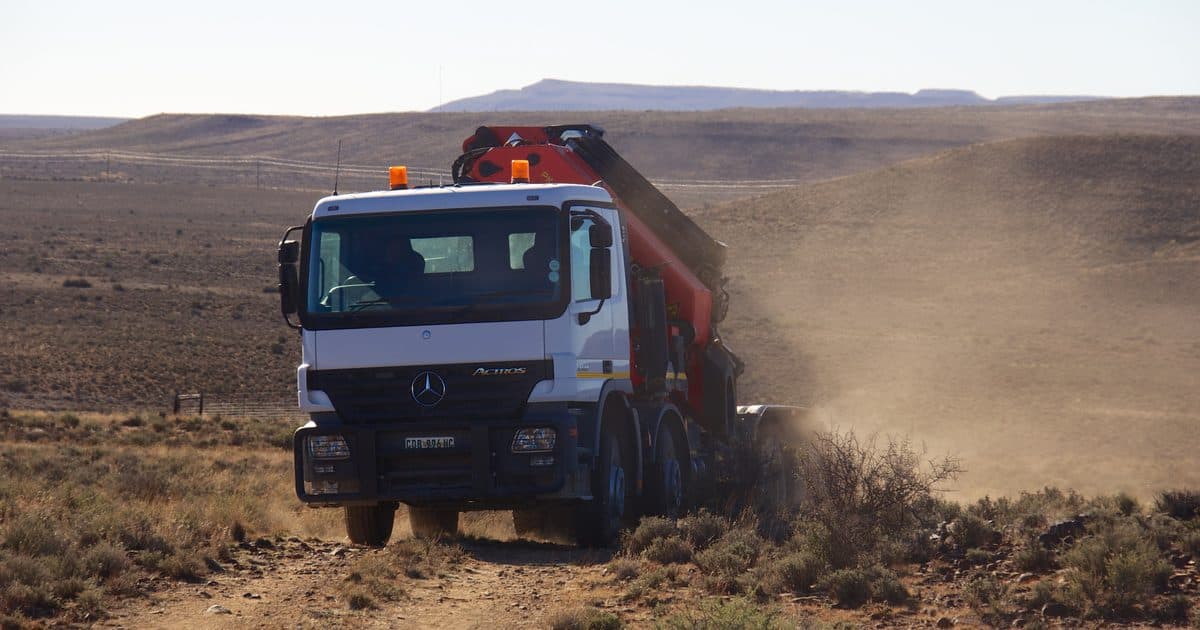 Tipper truck on a track