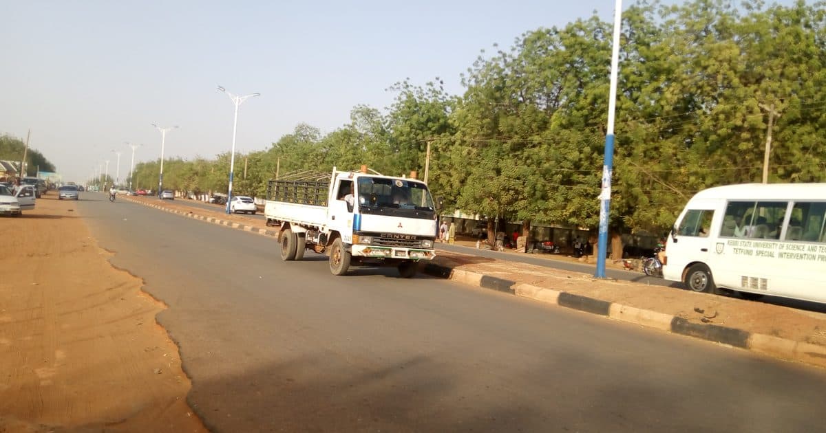 Line of trucks on an inter state route