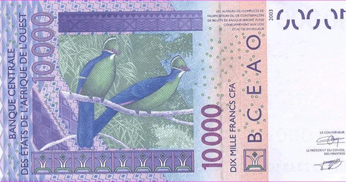Billet de 10 000 francs CFA de la BCEAO